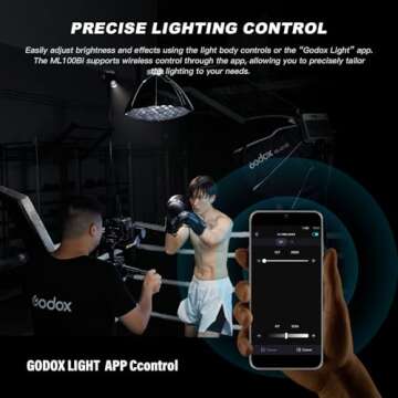 Godox ML100Bi 120W Bi-Color LED Video Light, 2800K-6500K COB Continuous Output Lighting with Reflector, Adapter for Filmmaking, Live Streaming, Video and Studio Photography