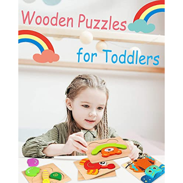Colorful Wooden Puzzles for Toddlers aged 1-3