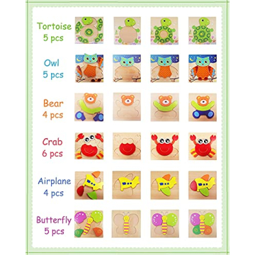 Colorful Wooden Puzzles for Toddlers aged 1-3