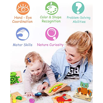 Colorful Wooden Puzzles for Toddlers aged 1-3