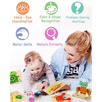 Colorful Wooden Puzzles for Toddlers aged 1-3