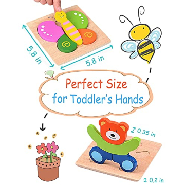 Colorful Wooden Puzzles for Toddlers aged 1-3