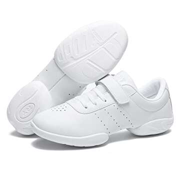 HWJHMX Girls Cheer Shoes White Youth Cheerleading Shoes Dance Athletic Training Breathable Dancing L...