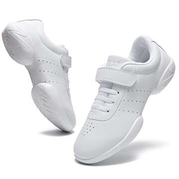 HWJHMX Girls Cheer Shoes White Youth Cheerleading Shoes Dance Athletic Training Breathable Dancing Lightweight Competition Comfortable Sport Sneakers