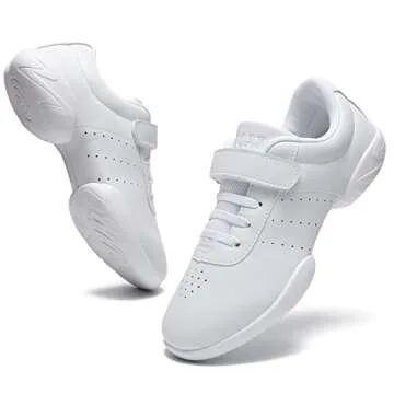 HWJHMX Girls Cheer Shoes White Youth Cheerleading Shoes Dance Athletic Training Breathable Dancing Lightweight Competition Comfortable Sport Sneakers