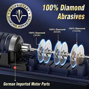 VIDOME Professional Electric Knife Sharpener with 100% Diamond Abrasives and Precision Angle Guides for Kitchen Straight Edge&Ceramic Knife Work Sharp, 3-stage Champagne Gold, afilador de cuchillos