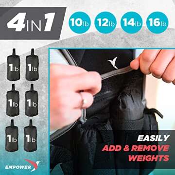 Empower Weighted Vest for Women - Workout Vest - Fixed 8lbs or Adjustable 10-12-14-16lbs - Adds Resistance to Strength Training, Running, Walking & Cardio - Designed To Fit A Woman’s Body