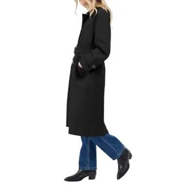 Tankaneo Women's Long Windproof Trench Coat with Pockets