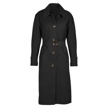 Tankaneo Women's Long Windproof Trench Coat with Pockets