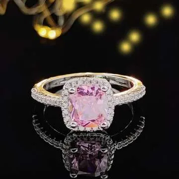 Obiyos Pink Square Engagement Ring – Elegant Design & Quality