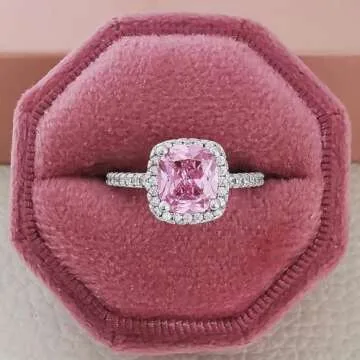 Obiyos Pink Square Engagement Ring – Elegant Design & Quality