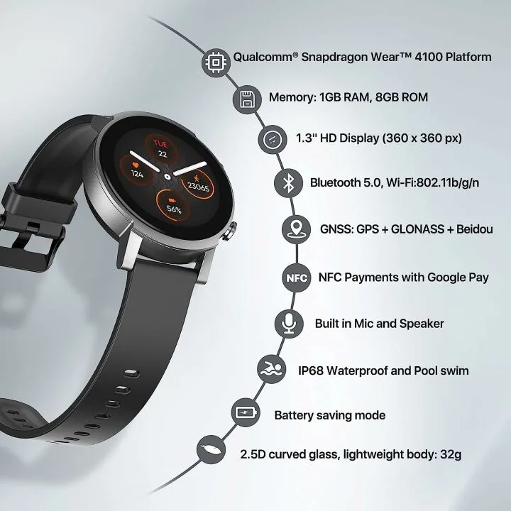 Ticwatch E3 Smart Watch with Health Tracking & GPS