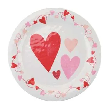 UPware 12-Piece Melamine Dinnerware Set, Includes Dinner Plates, Salad Plates, Bowls, Service for 4 (Valentine)