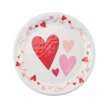 UPware 12-Piece Melamine Dinnerware Set, Includes Dinner Plates, Salad Plates, Bowls, Service for 4 (Valentine)