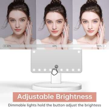 FUNTOUCH Large Lighted Vanity Makeup Mirror with Lights, Light Up Mirror with 35 LED Lights, Touch S...