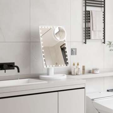 Funtouch Large Lighted Vanity Makeup Mirror with 10X Magnification and Dimmable