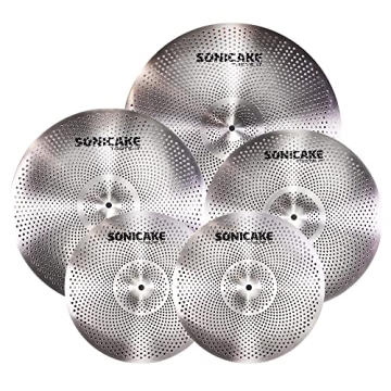 SONICAKE Low Volume Cymbal Pack - 14" Hi-hats + 16", 18", 20" Cymbals for Quiet Play