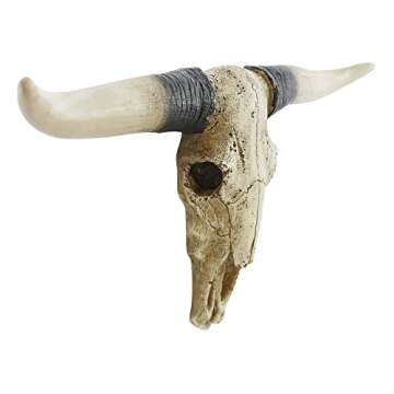 Pine Ridge Southwestern Bull Longhorn Skull - Steer Bull Head, Rustic Chic Wall Hanging Texas Decoration, Polyresin Steer Horns for Wall Sculpture | Replica Real Steer Bull Skull Head