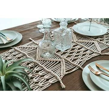 FLBER OUTLET Macrame Table Runner Handwoven Boho Wedding Table Decoration Bedding Blanket 13.8"x 118"