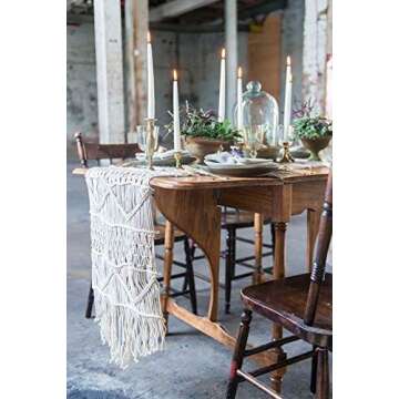 FLBER OUTLET Macrame Table Runner Handwoven Boho Wedding Table Decoration Bedding Blanket 13.8"x 118"