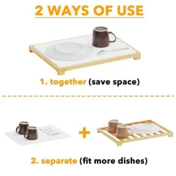 SpaceAid Stone Drying Mat for Kitchen Counter, Bamboo Rack Dish Pad, Instant Dry Diatomaceous Earth Mat Dishes, Stone Dish Fast Drying Mat Board (15.8 x 11.8 inch, White)