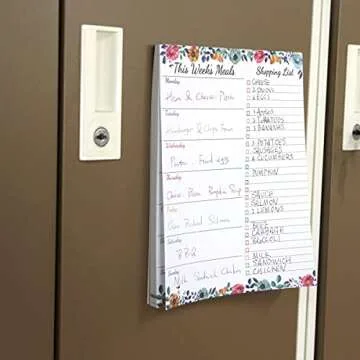 Floral Magnetic Meal Planner Notepad for Easy Meal Planning