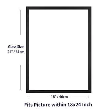 ONE WALL 18x24 Inch Floating Frame - Black Wood Double Glass Display