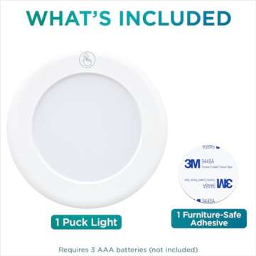 Brilliant Evolution Stick On Puck Lights - Battery Powered Cabinet Lights for Kitchen Under Cabinet ...