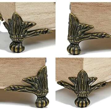 Olldag 24 PCS Antique Brass Box Legs Feet for Wood Case Jewelry Chest Storage Corner, Protector Zinc Alloy for Embossing Wooden Case Decor Cases, Cabinets (Green Bronze)