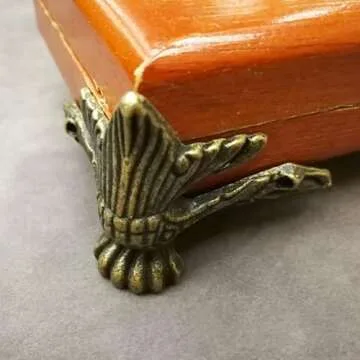 Olldag 24 PCS Antique Brass Box Legs Feet for Wood Case Jewelry Chest Storage Corner, Protector Zinc Alloy for Embossing Wooden Case Decor Cases, Cabinets (Green Bronze)