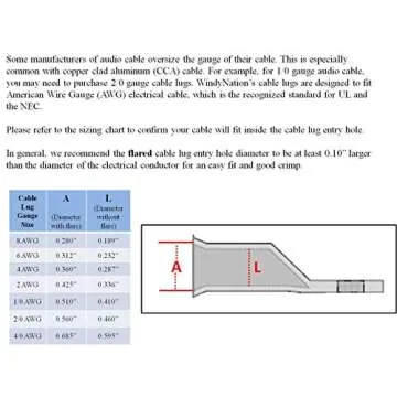 25 pcs WNI 1/0 Gauge x 3/8 Pure Copper Tin Coated Battery Welding Cable Lug Ring Terminals End Cable Connectors - Marine Grade