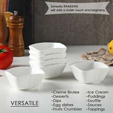 ZONEYILA 4 Oz Ceramic Dip Bowls Set for Stylish Serving