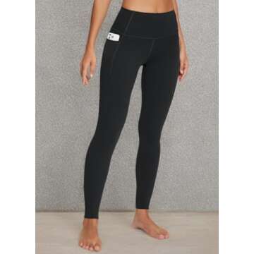 BALEAF Freeleaf Women's Workout Leggings with Pockets 7/8 Yoga Pants High Waisted Tummy Control Athletic Gym Leggings Black L-2XL