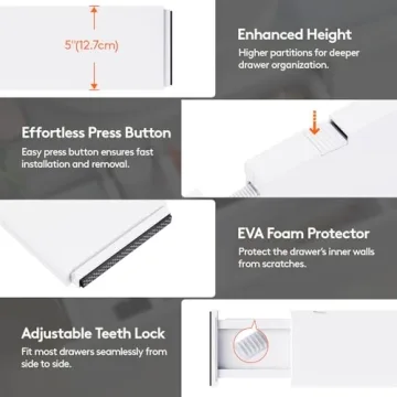 Lifewit Adjustable Drawer Dividers 5" High for Organizing