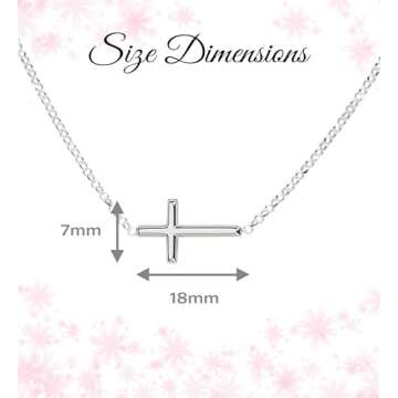 Cherished Moments Religious Sterling Silver Sideways Horizontal Cross Necklace with a Dainty Chain for Women and Girls Adjustable, 16-18 inch