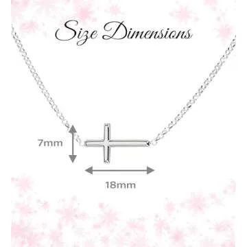 Cherished Moments Religious Sterling Silver Sideways Horizontal Cross Necklace with a Dainty Chain for Women and Girls Adjustable, 16-18 inch