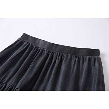 Tronjori Women's Lightweight Tencel Denim Tiered Skirt