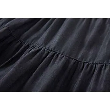 Tronjori Women's Lightweight Tencel Denim Tiered Skirt