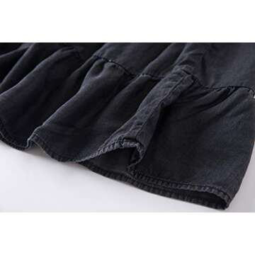 Tronjori Women's Lightweight Tencel Denim Tiered Skirt