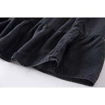 Tronjori Women's Lightweight Tencel Denim Tiered Skirt