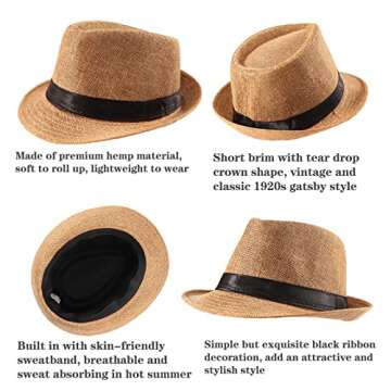 Ultrafun Fedora Classic Summer Beach Sun Hat - 5 Pack (Men & Women)