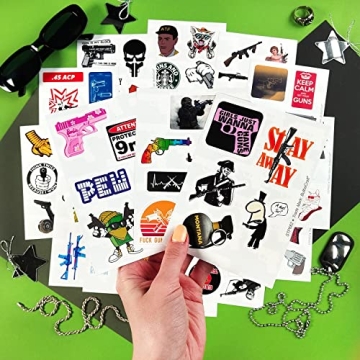 BulbaCraft 100Pcs Funny Gun Stickers for Everyone