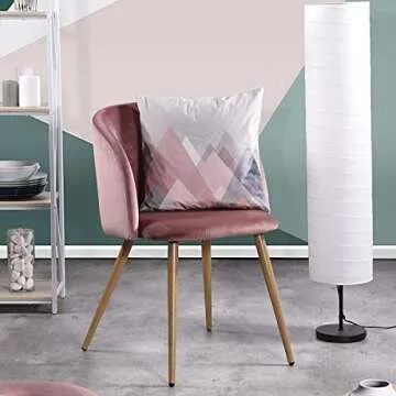 EGGREE Mid-Century Modern Velvet Accent Living Room Armchair Upholstered Leisure Club Chairs Set of 2 with Solid Steel Legs Velvet Cushion for Living Room Bedroom Reception Area,Rose Pink