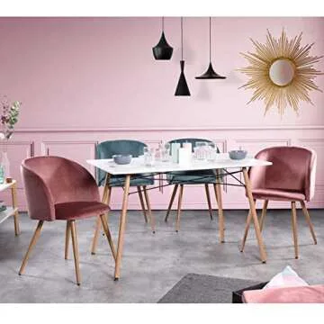 EGGREE Mid-Century Modern Velvet Accent Living Room Armchair Upholstered Leisure Club Chairs Set of 2 with Solid Steel Legs Velvet Cushion for Living Room Bedroom Reception Area,Rose Pink