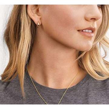 14K Gold Small Open Hoop Earrings Hypoallergenic 925 Sterling Silver Post Chunky Small Hoops Earrings for Women