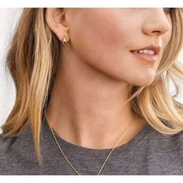 14K Gold Small Open Hoop Earrings Hypoallergenic 925 Sterling Silver Post Chunky Small Hoops Earrings for Women