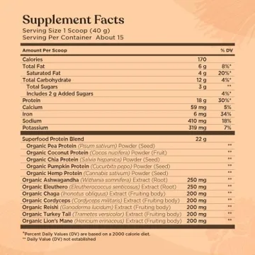 Four Sigmatic Vegan Creamy Cacao Protein Powder | 21.16 oz