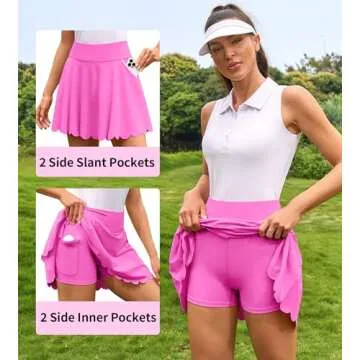 ATTRACO Women Tennis Skirt Athletic Skort with Short Underneath Golf Skirt Mid-Thigh Length Pink