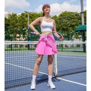 ATTRACO Women Tennis Skirt Athletic Skort with Short Underneath Golf Skirt Mid-Thigh Length Pink