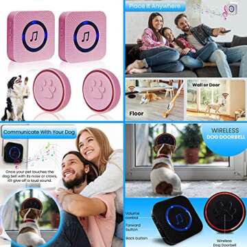TRIBEPETSUSA Wireless Dog Doorbell - Doggie Ring Doorbell Potty Training - Dog Buttons for Communica...